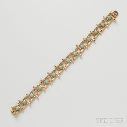 18kt Gold and Turquoise Bracelet